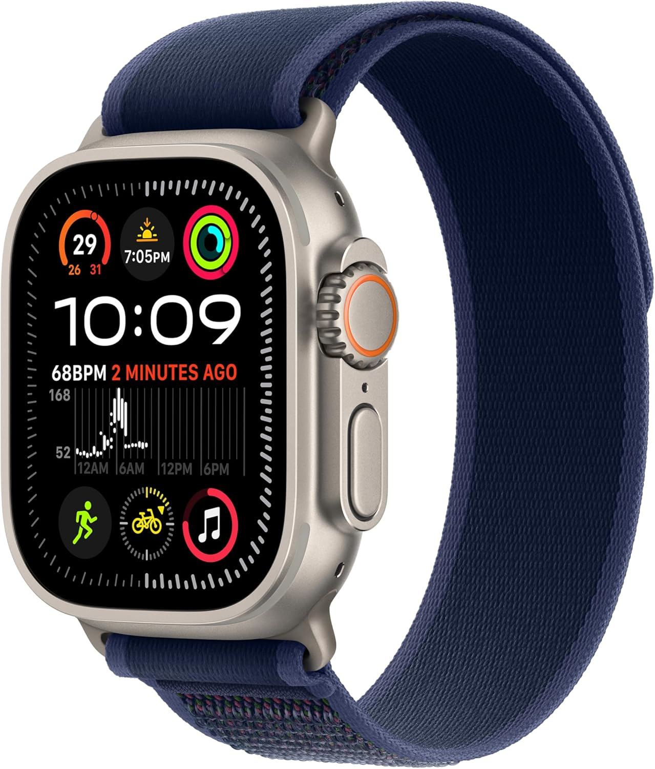 Apple Watch Ultra 2 [GPS + Cellular, 49Mm] Natural Titanium Case with Blue Trail Loop - [M/L] image number 2