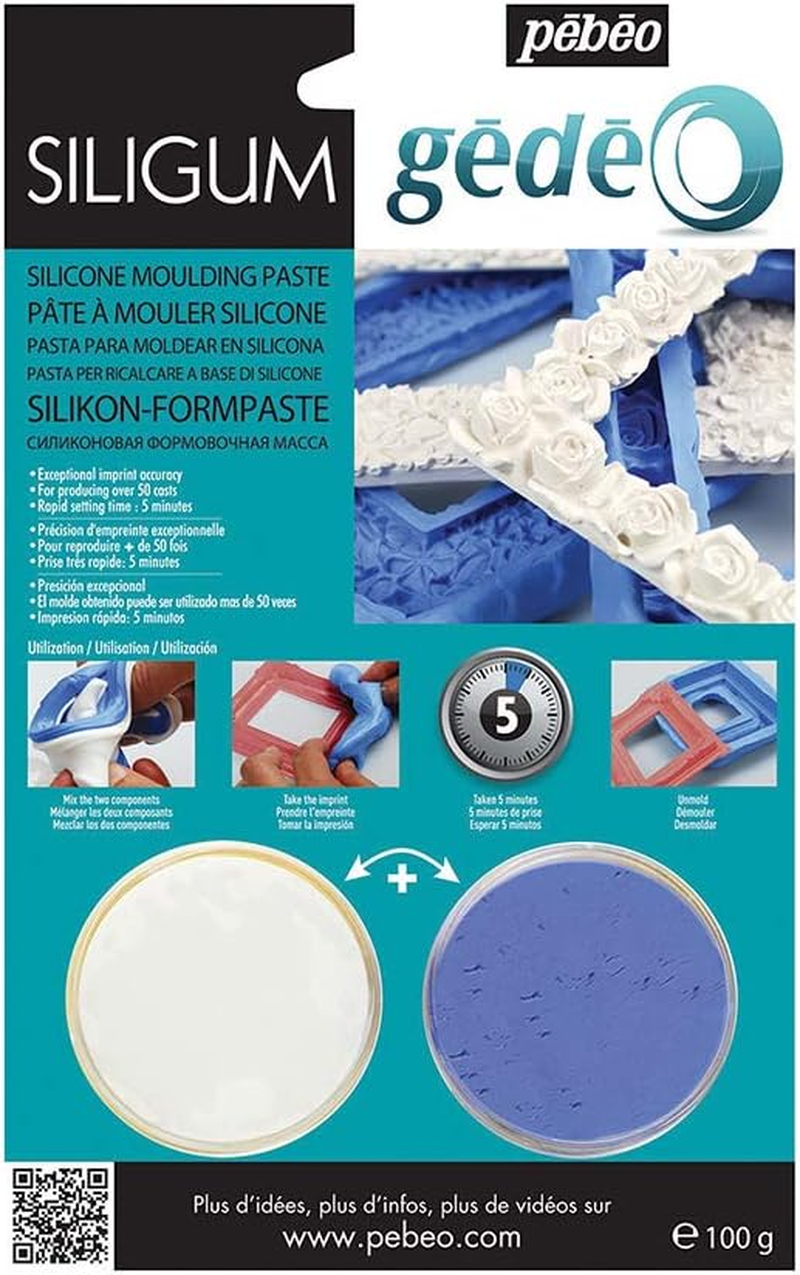 PBO P&eacute;b&eacute;o-G&eacute;d&eacute;o 100 G-Siligum Special Making Moulding Paste Small Dimensions & Flat Decorations Silicone for Very Fast Set, Gr image number 2