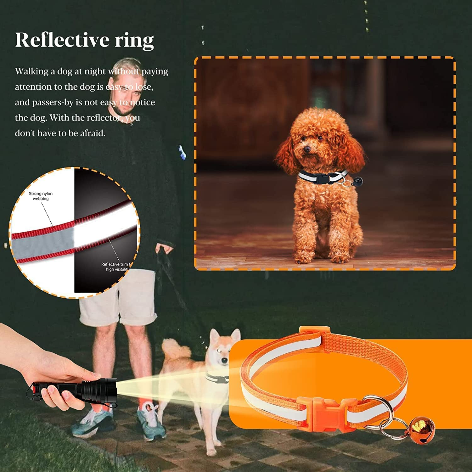 Cat and Dog Identification Collar with Bells and Reflective Identification Dog Collar, Super Soft Adjustable Nylon Reflective Identification Collar for Newborn Pets and Small Dogs.；；12-Piece Cat Collar Set with Bell and Safety Buckle, Width 7.5/13 Inches, Soft Adjustable Kitten Collar, Cute Pet Collar for Dogs and Cats