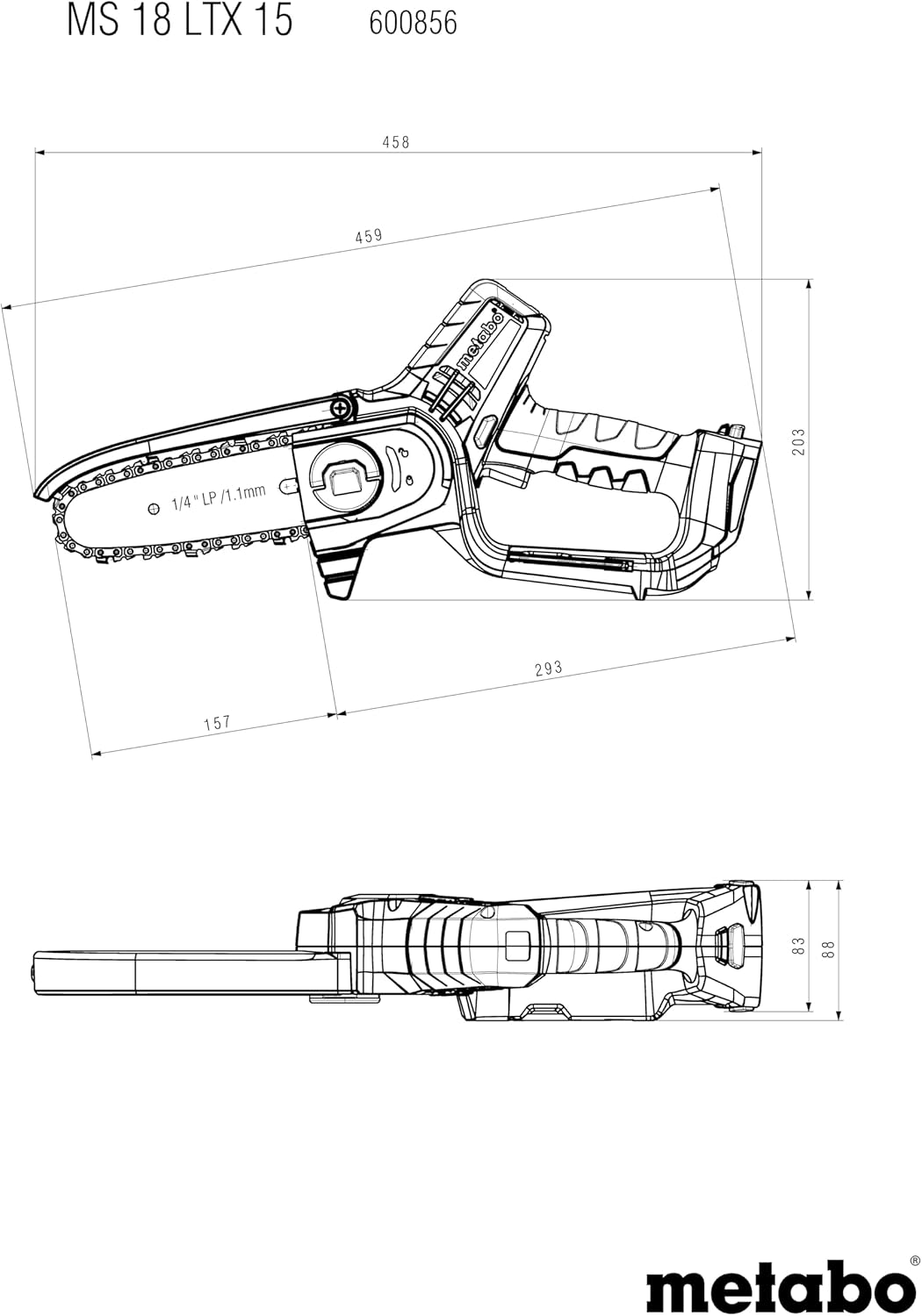 Metabo 18 V Cordless Pruning Saw (Skin Only)