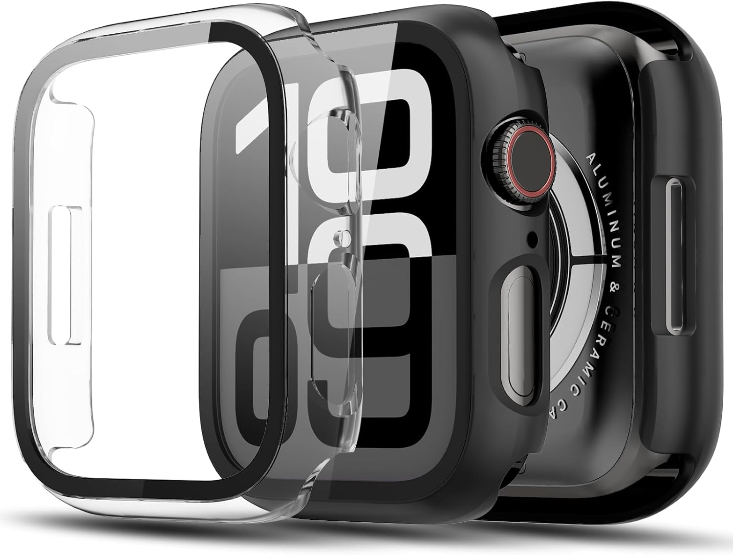 TGKML Pack of 2 Compatible with Apple Watch SE 2/SE/6/5/4 Protective Case with Screen Protector 44 Mm, Hard Case Built-In Scratch-Resistant Tempered Glass Screen Protector for Iwatch 44 Mm,