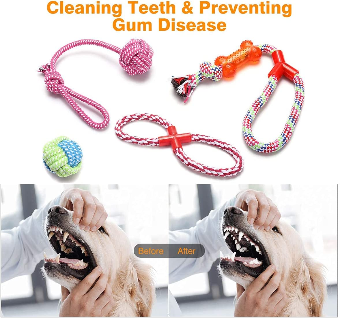 Dog Rope Toys 10 Pack, Pet Dog Chew Toys for Aggressive Chewers, Puppy Teething Chew Toys Interactive Dog Rope Toys Tug Toy for Small & Large Dogs,Dog Plush Toys for Puppies Breed Teething Training image number 1