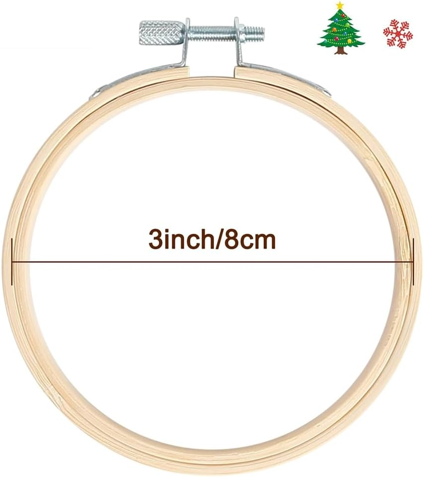 Elqater 48 PCS Embroidery Hoop Mini Embroidery Hoop Wood Color 3Inch for DIY Craft Needlework, Sewing and Crafts 8Cm image number 1