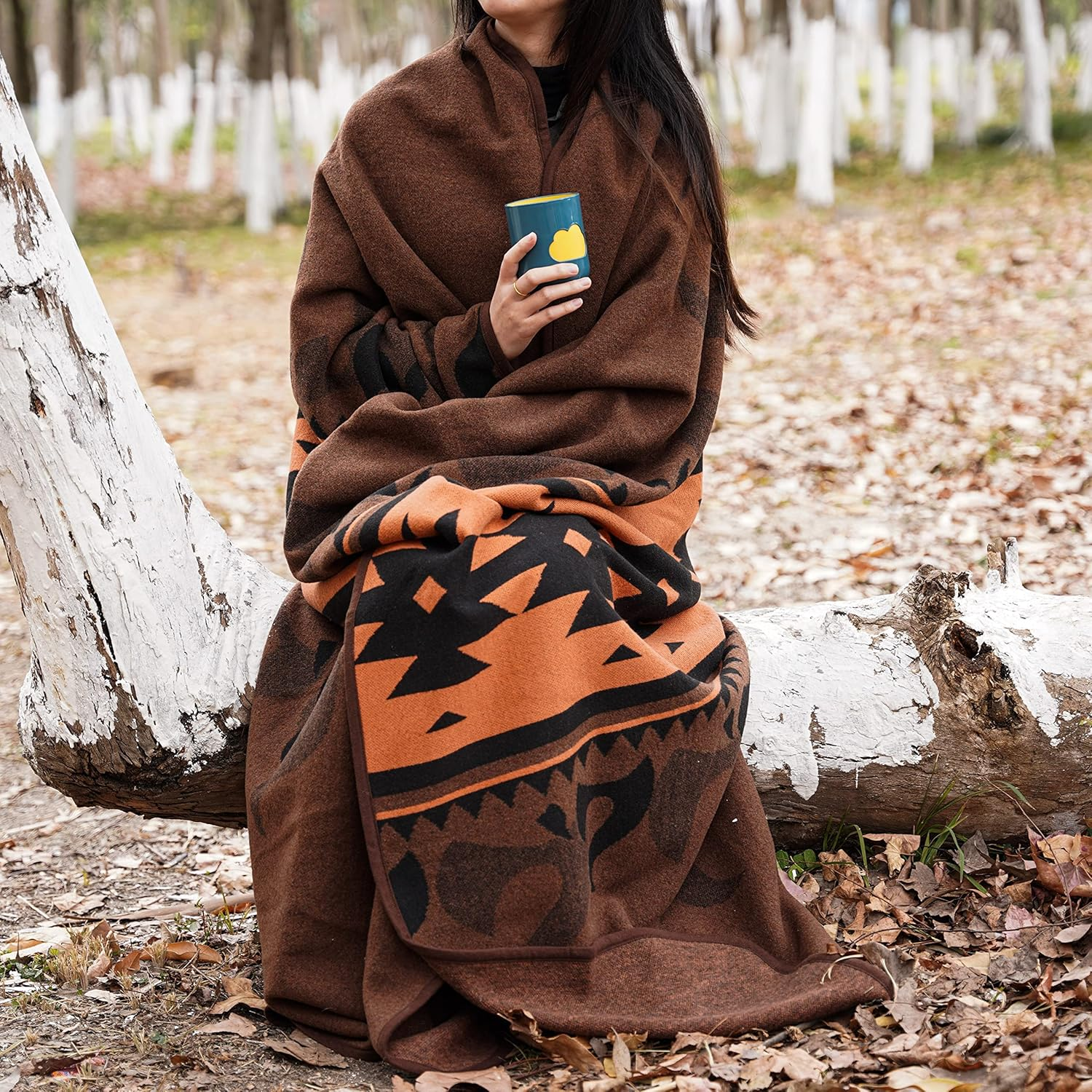 ACUSHLA Merino Wool Camp Blanket - Warm, Thick, Washable, Large Throw Great for Outdoor Camping All Seasons Suitable Indian Style 201 79X63