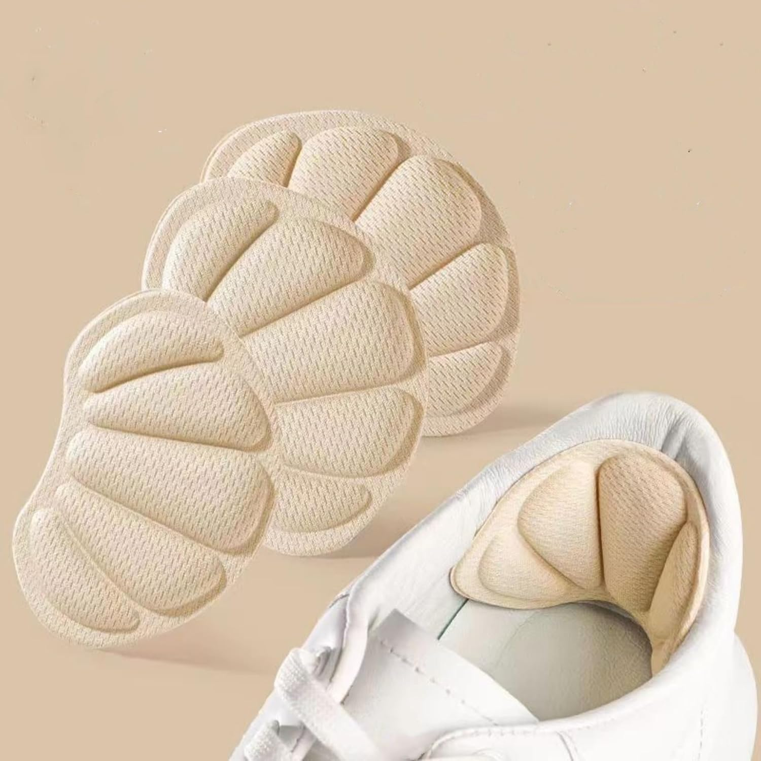 6 Pcs Unisex Heel Protectors for Loose Shoes, Heel Cushion with Self-Adhesive Pads for Sneaker Shoes Too Big (Nude, One Size) - Nude image number 3