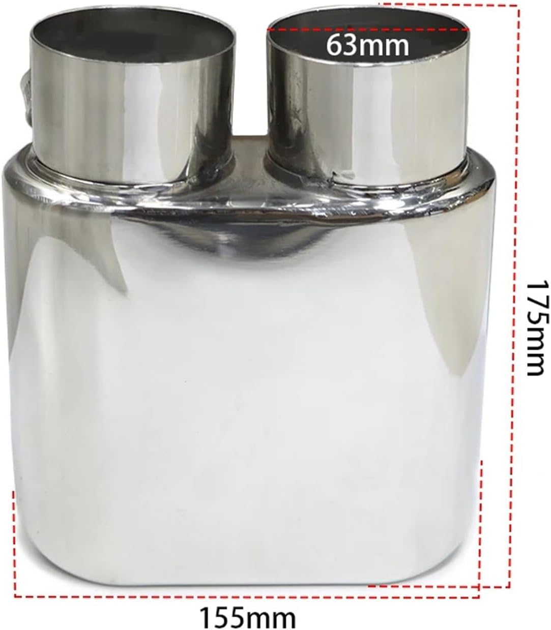 1 Pcs Double Inner Exhaust Tip 304 Stainless Steel Exhaust Tip Square Muffler Tips Compatible for Universal Car 60Mm Nozzle image number 2