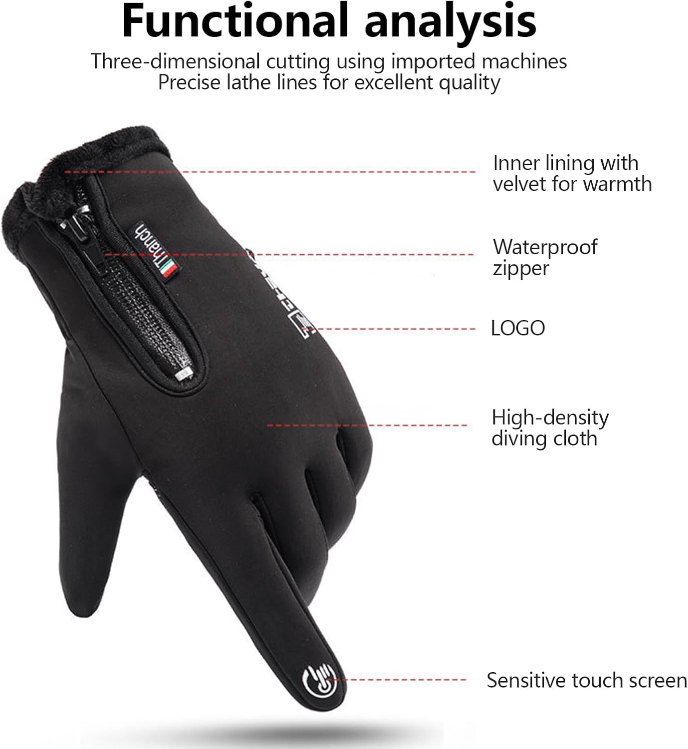 ZVCXOE Outdoor Gloves 2-Fingered Fishing Gloves Cold Weather Gloves Windproof Waterproof Fleece Lining Warm Forrunning Hiking Fishing image number 5