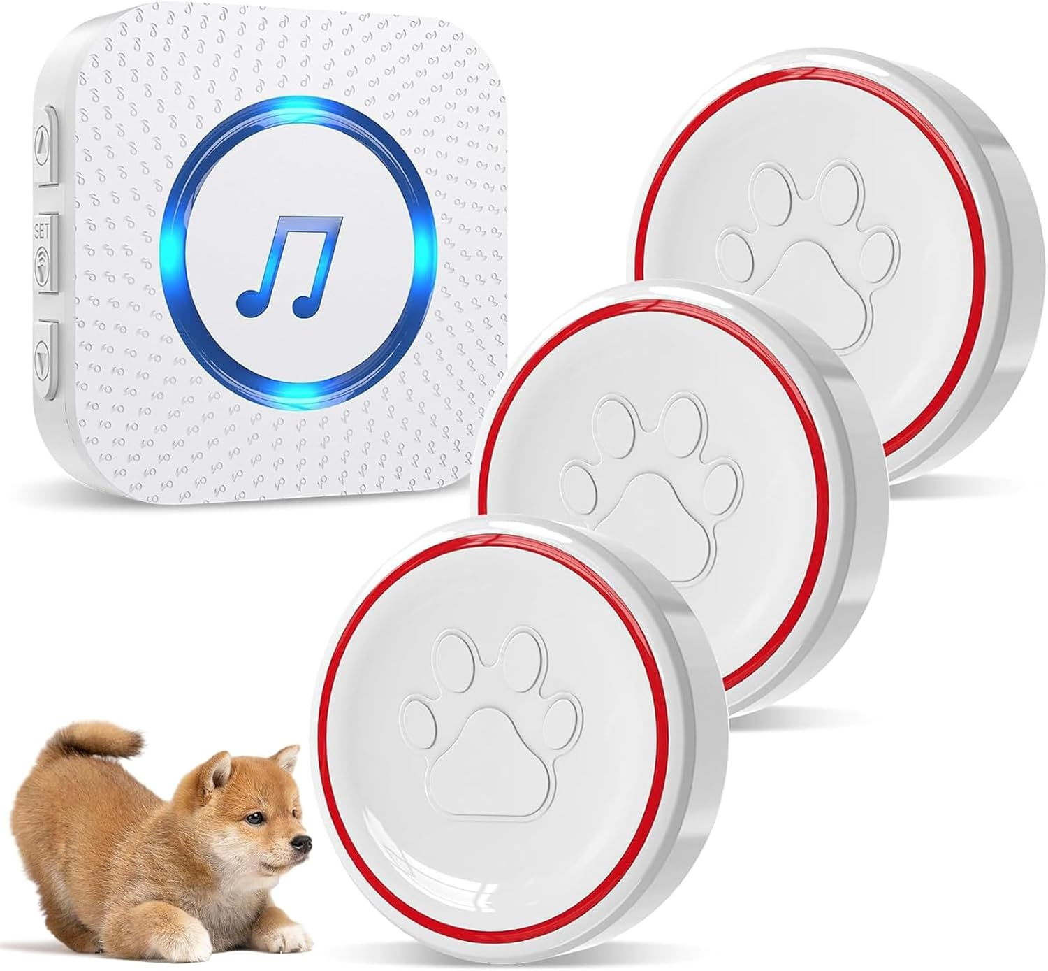 DAYTECH Smart Dog Door Bell Wireless Puppy Doorbell for Potty Training, Dog Bells to Go Outside, Bell for Dogs to Ring to Go Potty, 3 Touch Buttons 1 Receiver image number 3