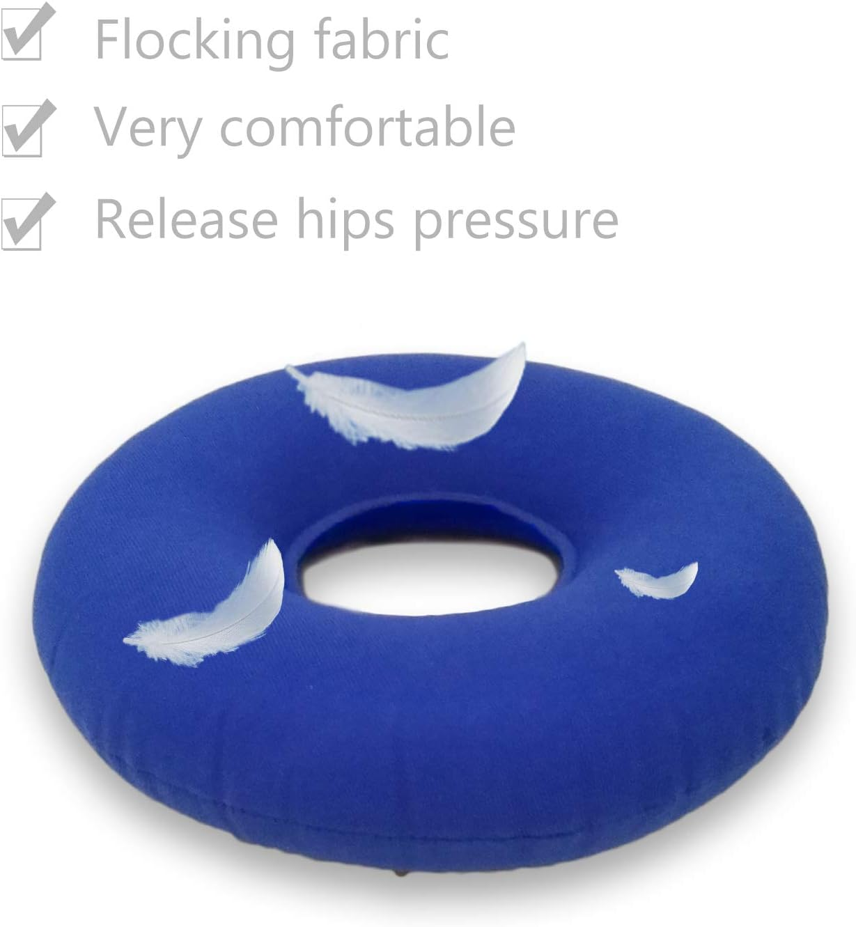 Donut Cushion Seat, Inflatable Ring Cushion with a Pump, Hemorrhoid Seat Pillow, round Wheelchairs Seat Cushion for for Home, Car or Office (15" Blue) image number 1