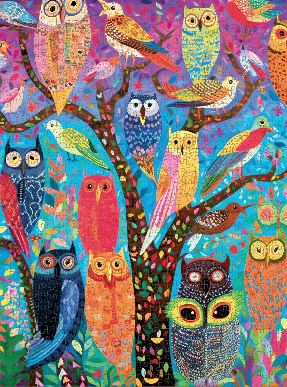 Owl Oasis: the Vibrant Perch by Cross & Glory - Premium 1000-Piece Jigsaw Puzzle - Eco-Friendly, and Vibrant Colours - Best Jigsaw Puzzle Deal - Perfect for Adults and Puzzle Enthusiasts image number 1