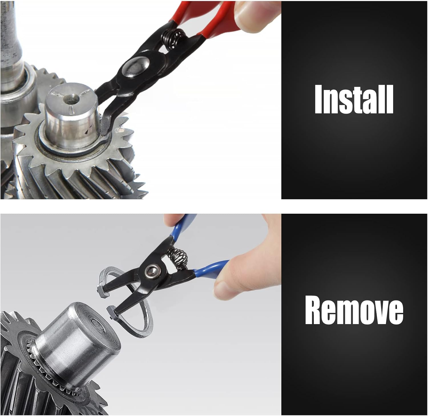 LEONTOOL 4 Pcs Mini Snap Ring Pliers Set, 3" Internal and External Circlip Pliers, Straight and 45&deg; Angle Jaws, Tip Diameter 0.04" Retaining Ring Pliers image number 2