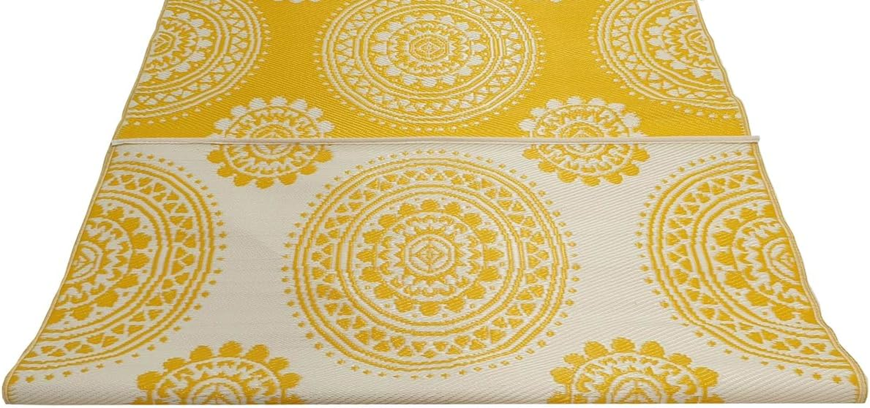 Rug Club Alfresco 21A3 Reversible Outdoor Mat, 120 Cm X 170 Cm Size, Yellow/White image number 2