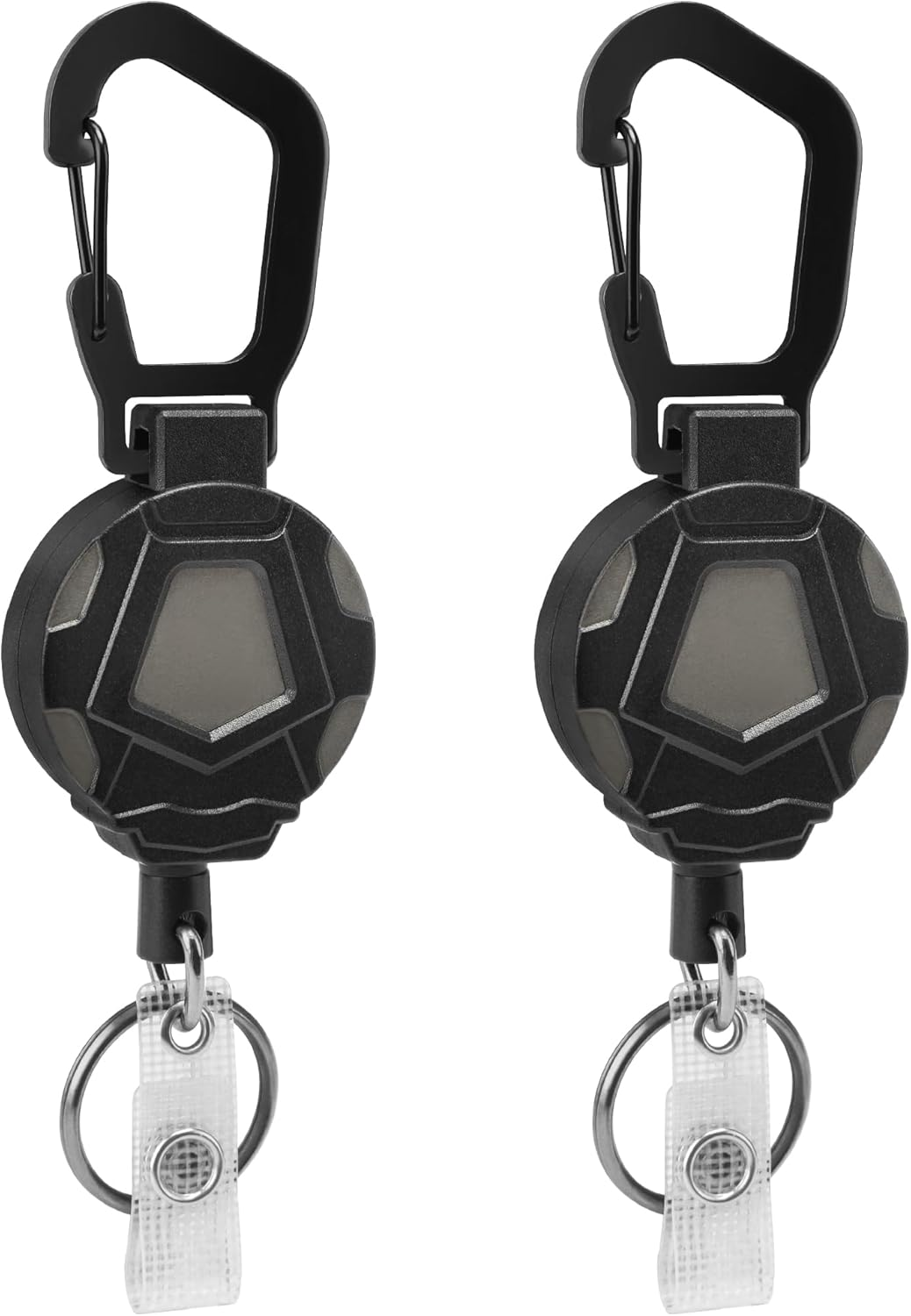 Milifox Retractable Keychain Heavy Duty Badge Reel Carabiner Badge Holder with Steel Retractable Cord for Hanging Carabiner Badge, Key, 2-Pack image number 1