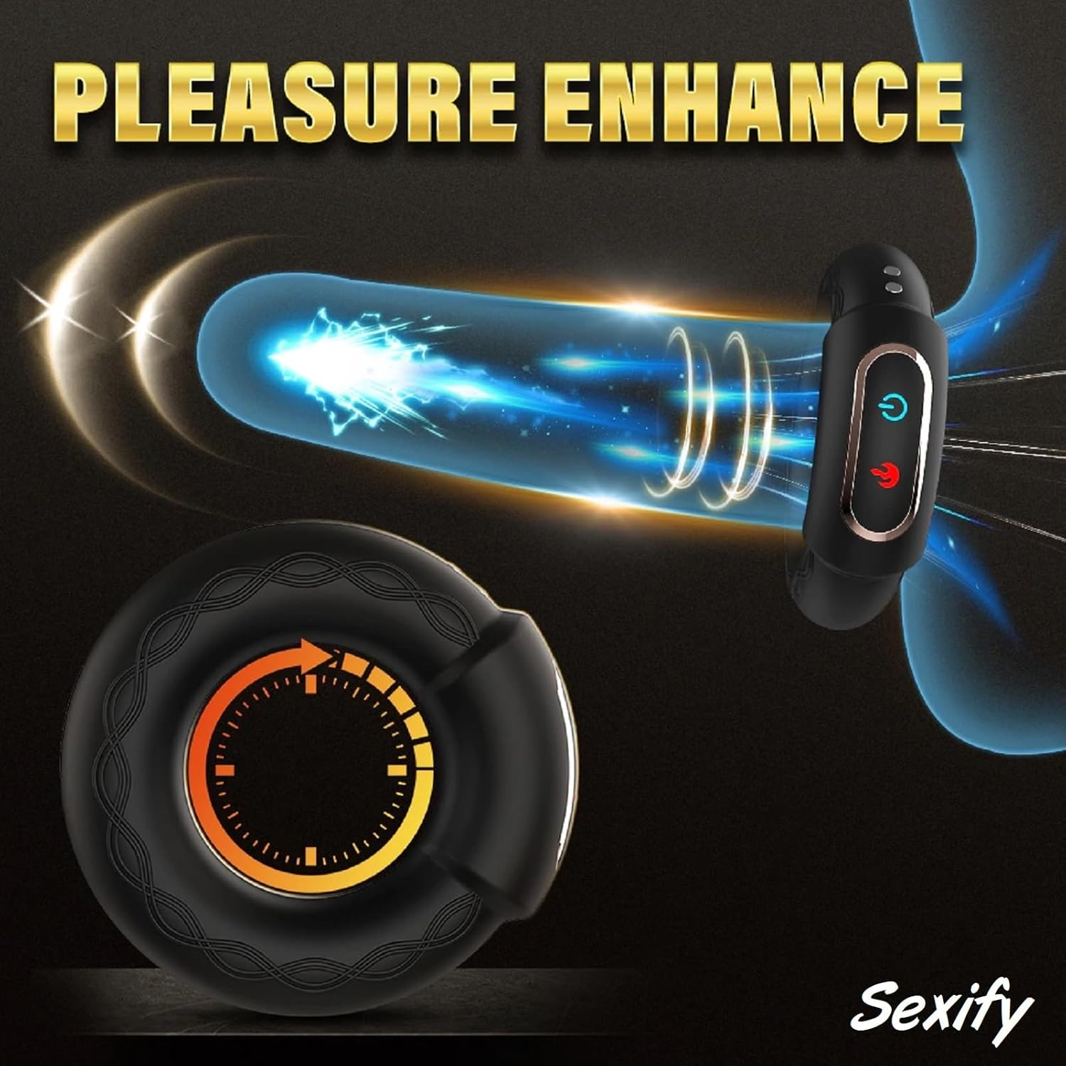 Vibrating Cock Ring 10 Vibrations with Heating Penis Ring Vibrator Toys for Men Adult Delay Ejaculation Male Couples USB Rechargeable Sex Toy