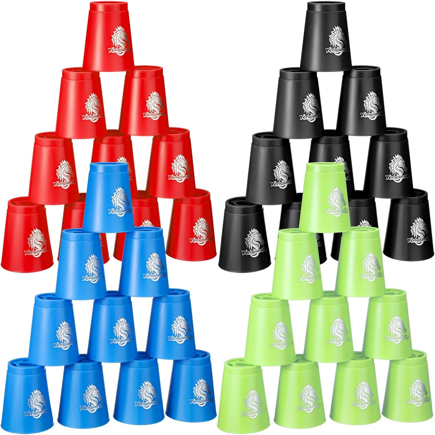 Libima 4 Set Sports Stacking Cups 48 Pcs Cup Stacking Set Stackable Cups Classic Stacking Games Speed Training Game for Boys Girls Adults Family Party Challenge Competition Travel Gift, 4 Colors image number 4