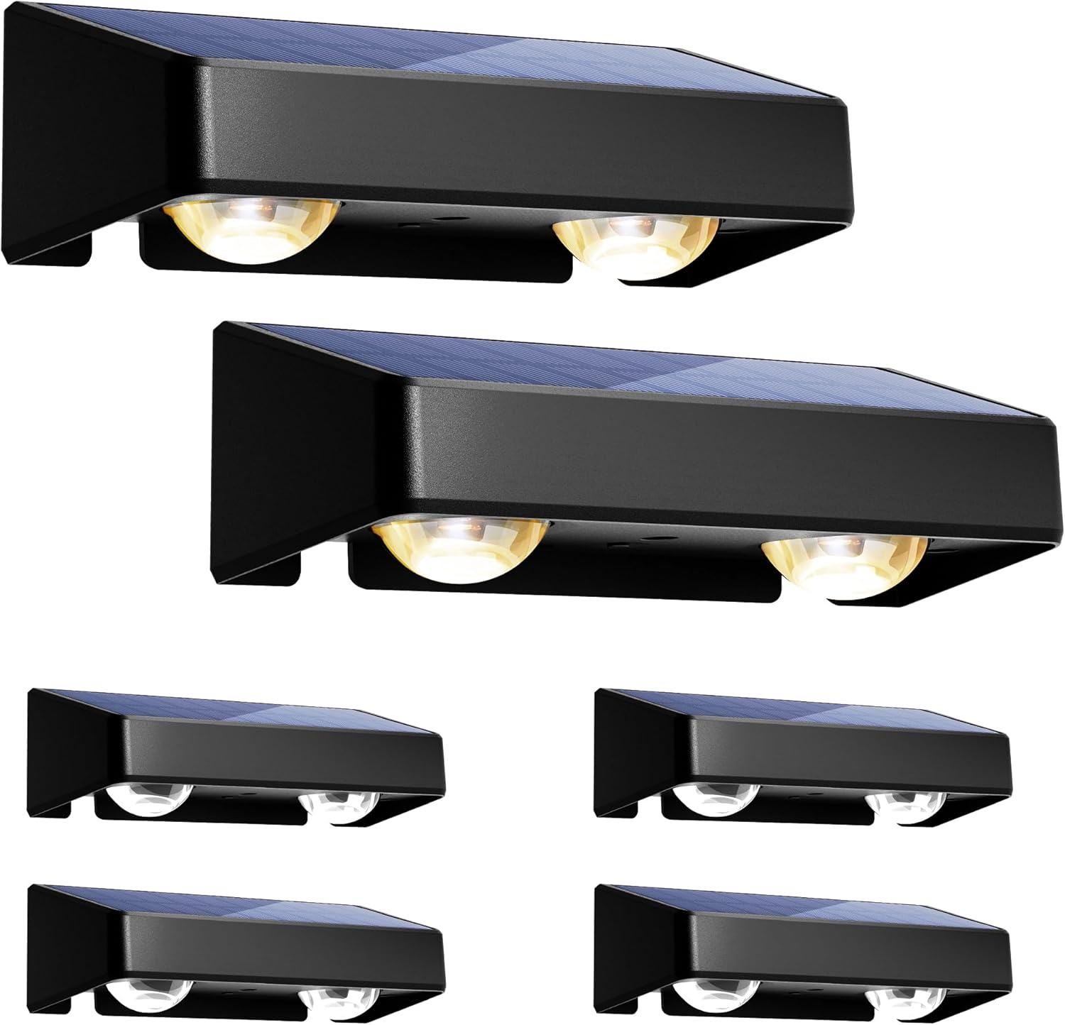 Solar Fence Lights Outdoor, Solar Wall Lights 9 Fixed Colors ＆ Color Changing Modern Solar Powered Deck Lights for Step Stair Patio Backyard Porch Railing House Number Decor, IP65 Waterproof (6 Pack)