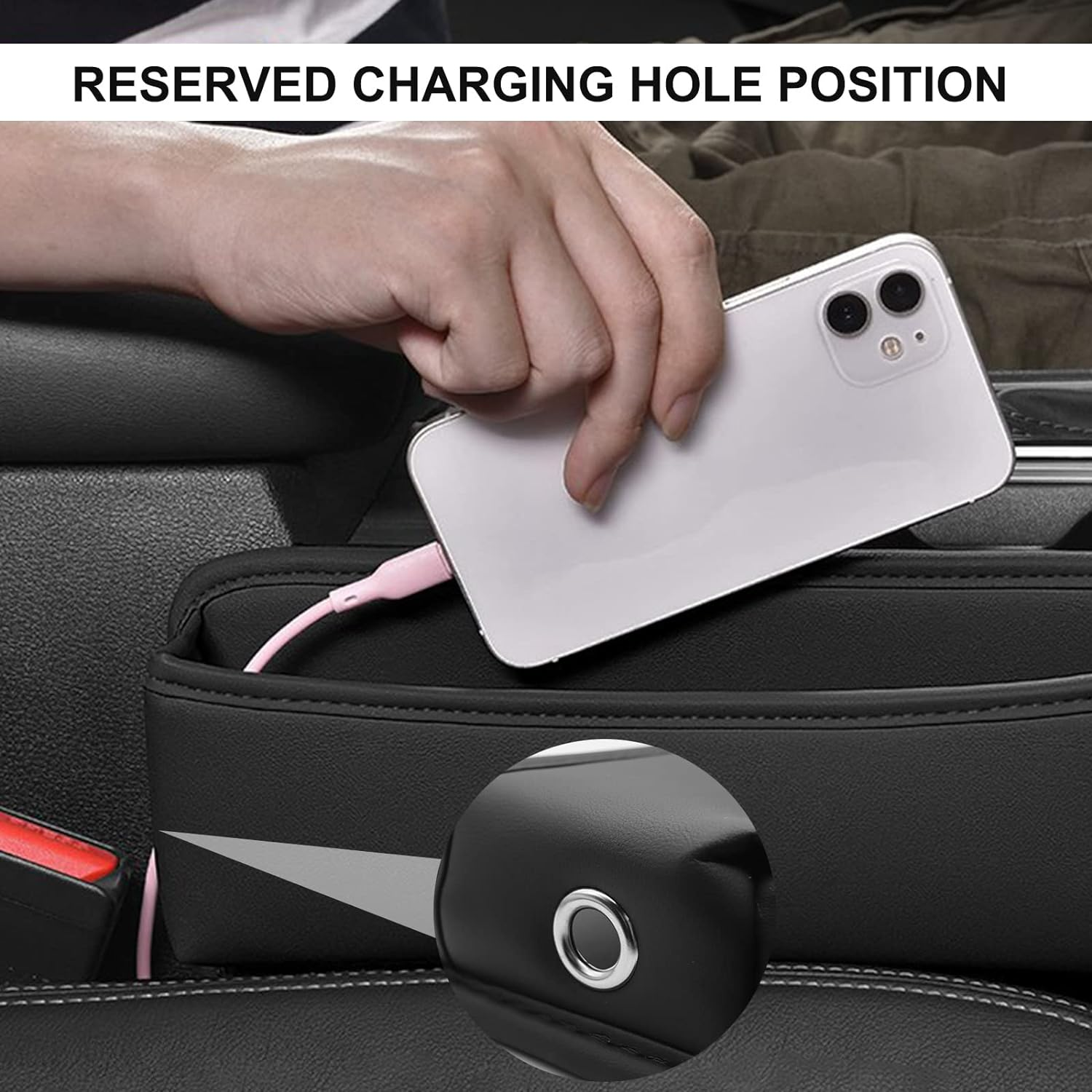 Elegananccy 2 Pack Car Seat Gap Filler Organizer, Adjustable Leather Car Seat Storage Box for Phones, Glasses, Keys, Cards (Black) image number 2