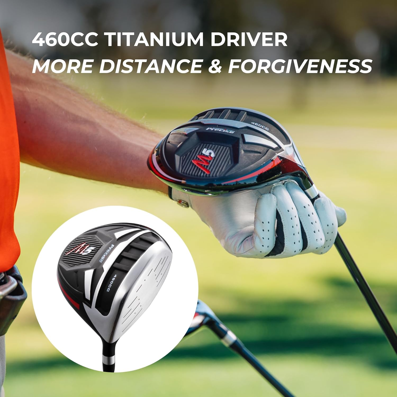 Top Line Men'S Right Handed M5 Golf Club Set for Tall Men (Height 6'1'' - 6'4''), Includes Driver, Wood, Hybrid, 5, 6, 7, 8, 9, PW Stainless Irons with True Temper Shafts, Putter, Stand Bag & 3 Hcs