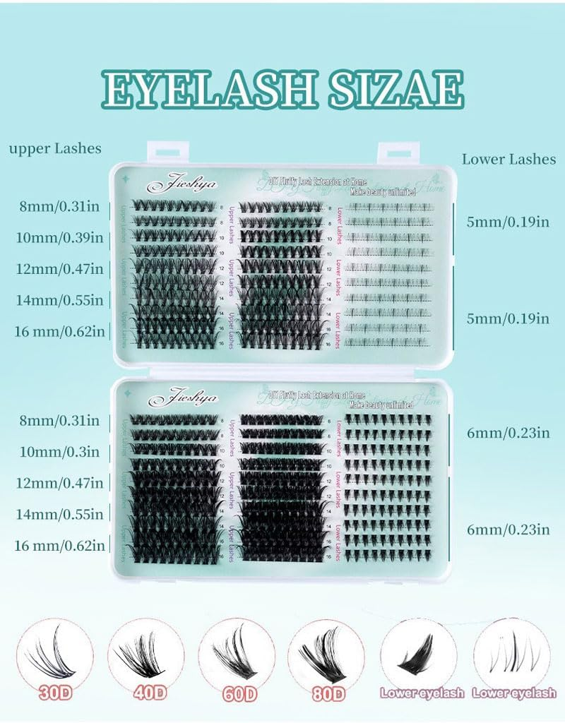 YHIXYUNAZ Natural Lash Clusters Kit Reusable DIY Eyelash Extensions, 30D/40D/60D/80D Fluffy Volume Clusters for Beginners, Cruelty-Free & Hypoallergenic image number 4