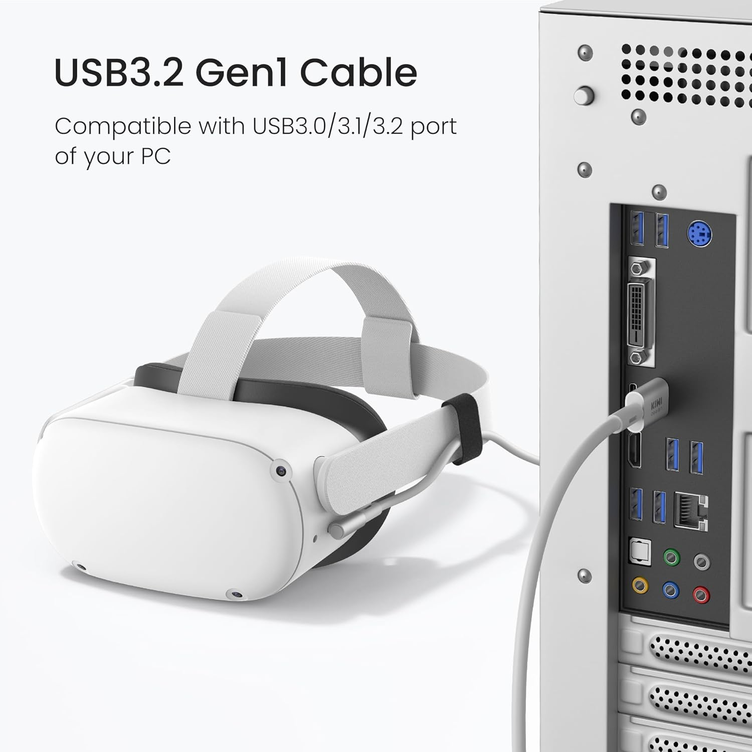Kiwi Design 10FT Link Cable Compatible with Quest 3, Quest 2/Pro, and Pico 4 Accessories, USB3.2 Gen1 Link Cable with Super Speed to Play PC VR and Steam VR image number 5