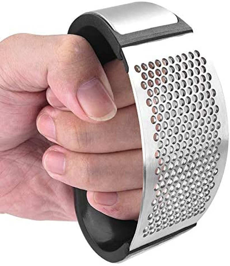 Checkered Chef Garlic Press Stainless Steel Rocker - Includes Silicone Garlic Peeler and Cleaning Brush - Rocking Garlic Press/Mincer/Chopper/Crusher image number 6