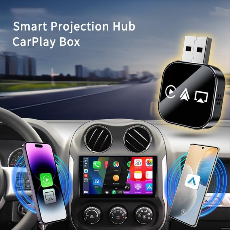 3 in 1 Wireless Adapter, Mini Plug and Play Car Adapter with Bluetooth 5.0 & 2.4/5Ghz Wifi, Compatible with Apple Carplay, Android Auto, Stable Connection Low Latency image number 1