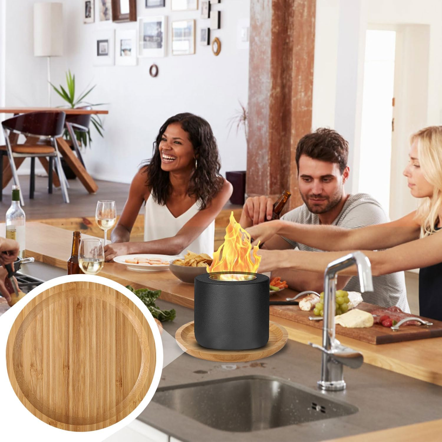 8In Tabletop Fire Pit Mat for Solo Stove Mesa & Mesa XL, round Wooden Heat Resistant Mat Table Protection Grill BBQ Mat Stove Accessories image number 5