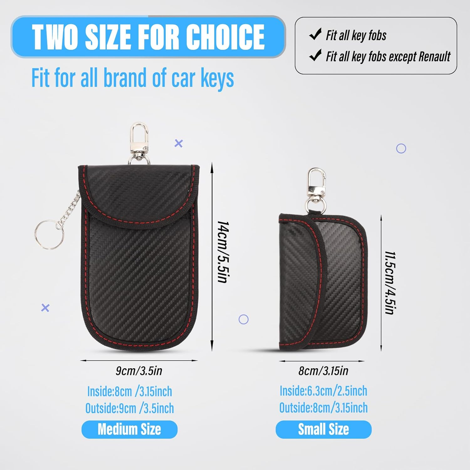 2 Pack Faraday Pouch for Car Keys, Faraday Bag, Car RFID Signal Blocking Holder, Key Fob Protector, Anti-Theft Key Fob Case with Carbon Fiber Material (Horizontal) image number 1