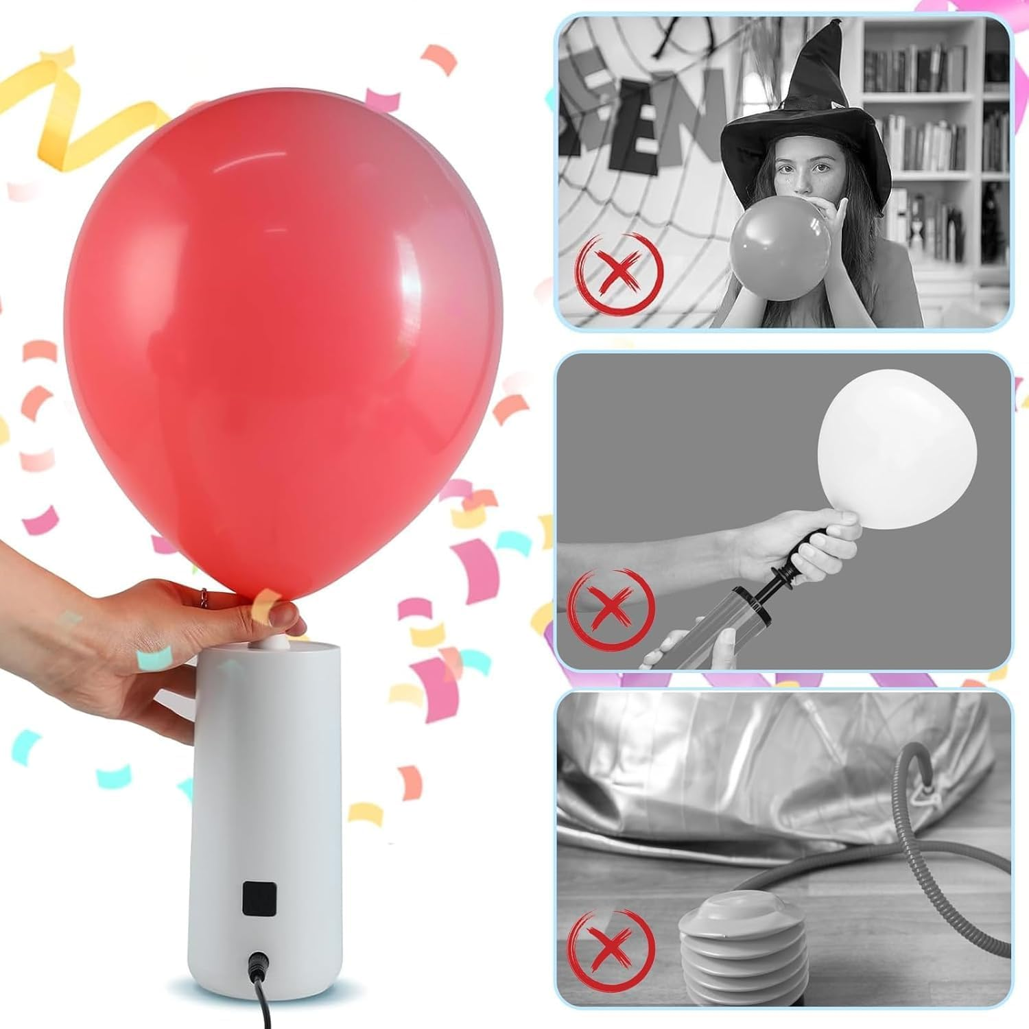 Balloon Pump Electric,Portable Dual Nozzle Electric Balloon Blower Machine,Portable Balloon Pump for Party Wedding Birthday and Festival Decoration,Graduation image number 2