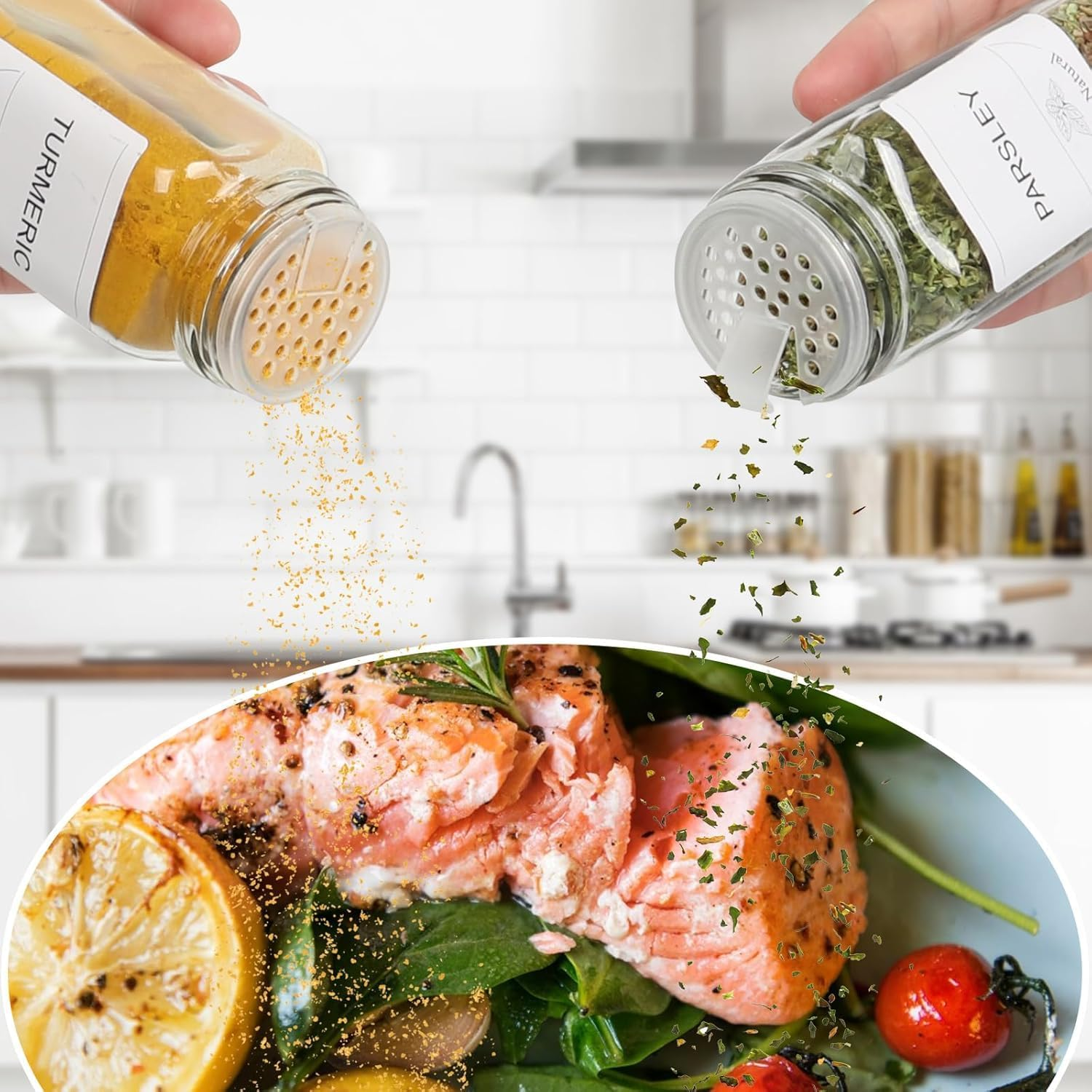 Gnafihz Spice Jars with Label 36Pcs,Seasoning Containers,4Oz Glass Spice Jars with Bamboo Lids,Spices Container Set,Kitchen Seasoning Organizer for Spice Rack (4Oz 36Pcs) image number 6