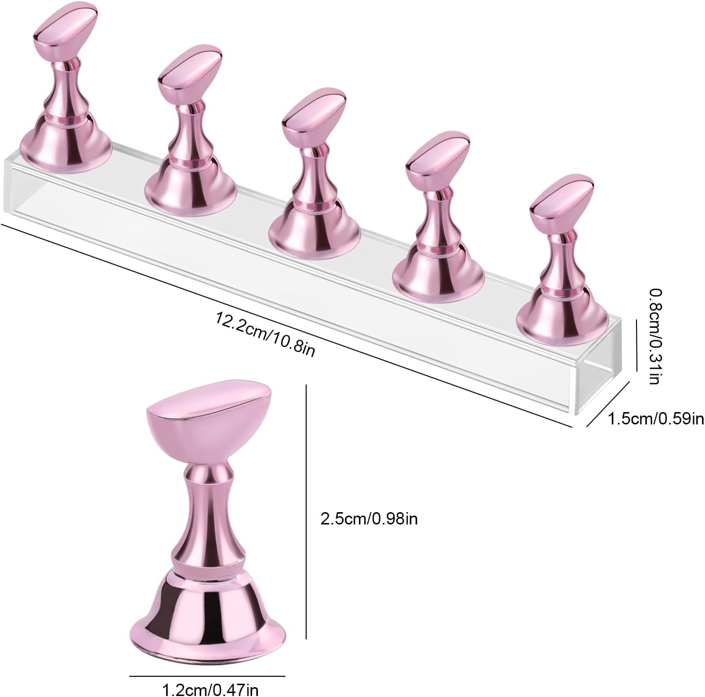 Etercycle Nail Stand Acrylic Nail Art Display Stand Practice Nail Holder for Painting Nails Magnetic Practice Stands with Double-Sided Tape for DIY Salon Supplies (Pink) - Pink image number 6