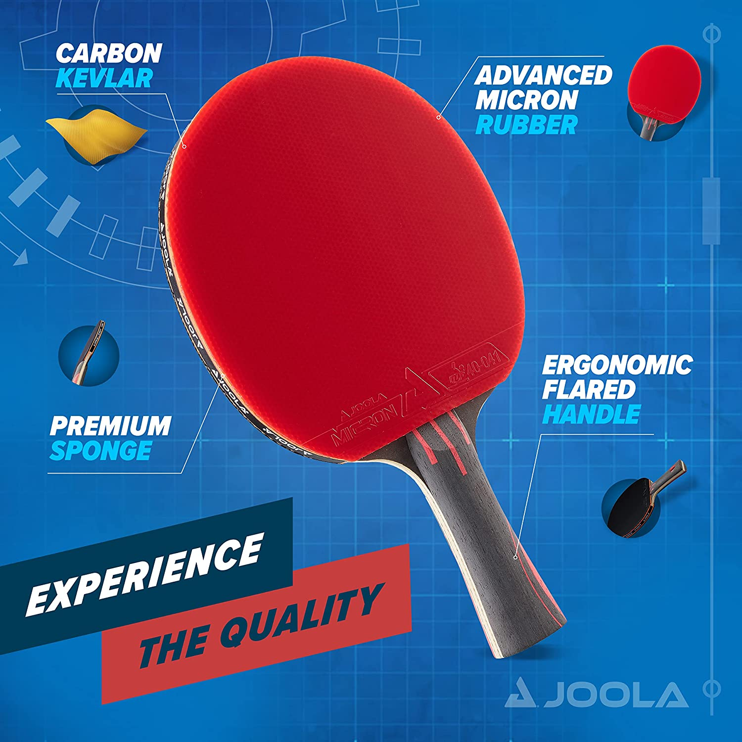 JOOLA Infinity Overdrive - Professional Performance Ping Pong Paddle with Carbon Technology - Black Rubber on Both Sides - Competition Table Tennis Racket for Advanced Training - Extreme Speed