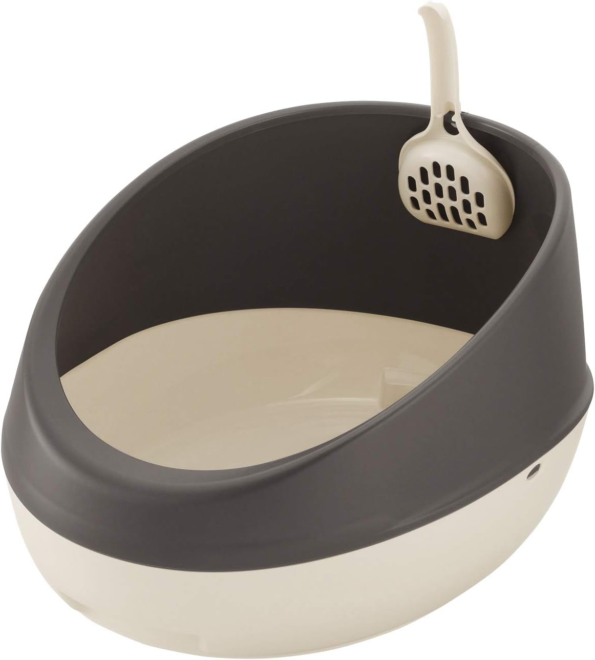 Richell Cat Litter Box, Lapre Cat Litter Box, Half Cover, Dark Gray