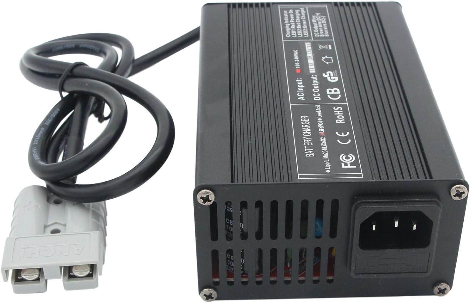 DIGISHUO 14.6V Lifepo4 Charger 14.6V 10A 12V 10A Lifepo4 Batt Ery Charger | with Andersn Plug and Clip | Multi-Stage Intelligent Maintainer for 12V Lithium Iron Phosphate Batteries image number 3