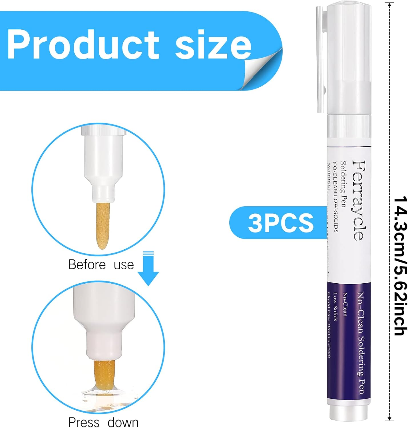 No Clean Soldering Pen and Solder Remover Wick, 0.1 Inch Wide and 59 Inch Long, Solder Braid Wick Liquid Flux for Electronics Welding Repair Tabbing Wire Maintenance image number 2
