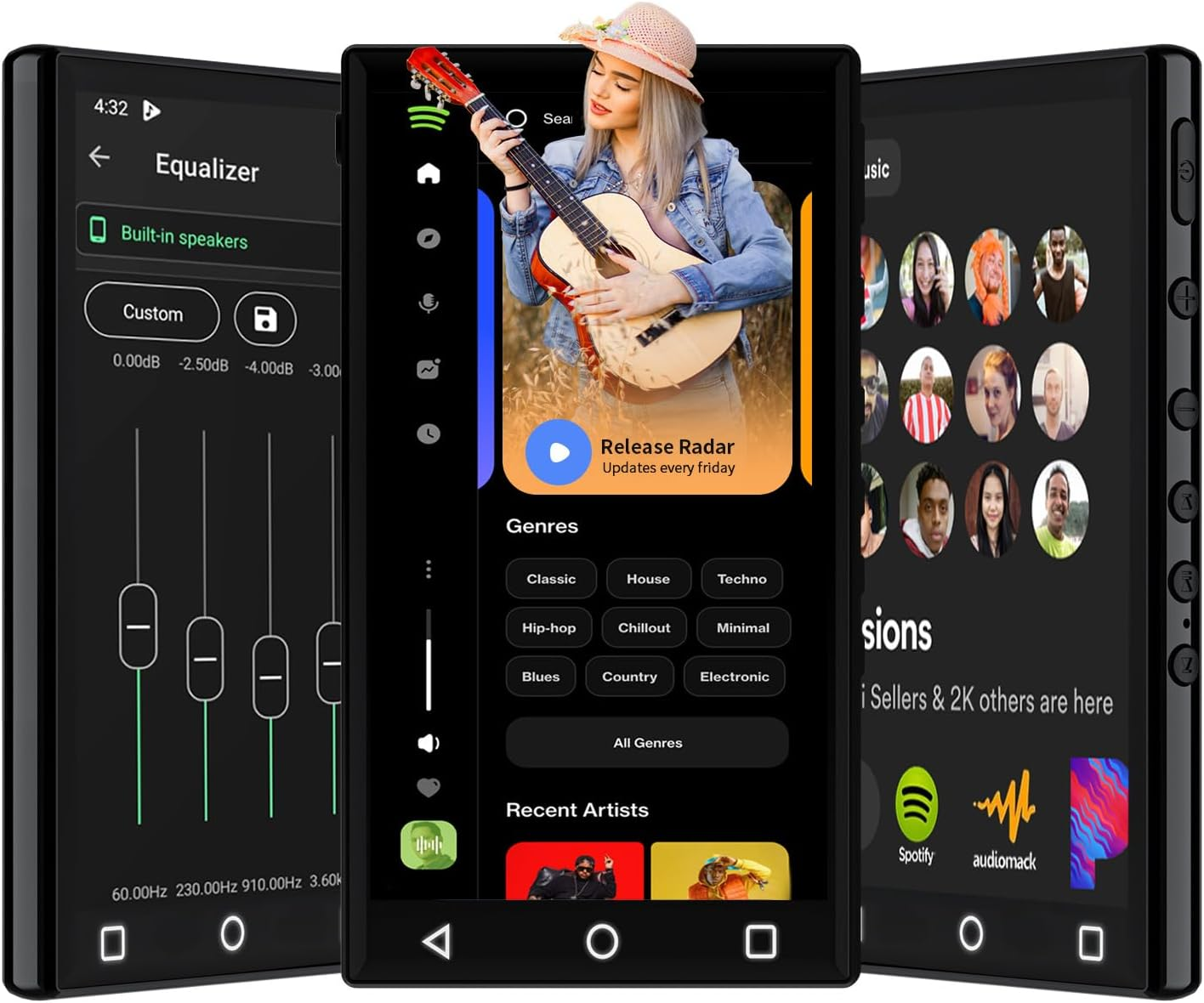 144GB MP3 Player with Bluetooth and Wifi,4.3" 1080P Full Touch Screen MP4 Player with Spotify,Portable Hifi Sound MP3 Player,Android 9.0 MTK 8 Core Music Player Support Online Music image number 1