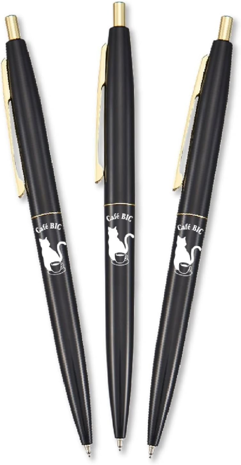 Bic CLG05-CSBJ3P Ballpoint Pen, Click Gold, 0.5, Oil-Based, Black, Smooth, Cat Chokon, Black, Set of 3 image number 3