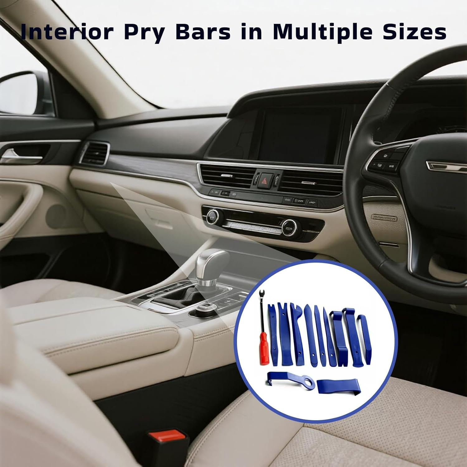 12 Pcs Trim Removal Tool Kit, No Scratch Plastic Pry Tool Set for Car Panel, Door, Window, and Interior Trim, Durable Fastener Rivet Remover for Automotive Upholstery and Furniture Restoration image number 3