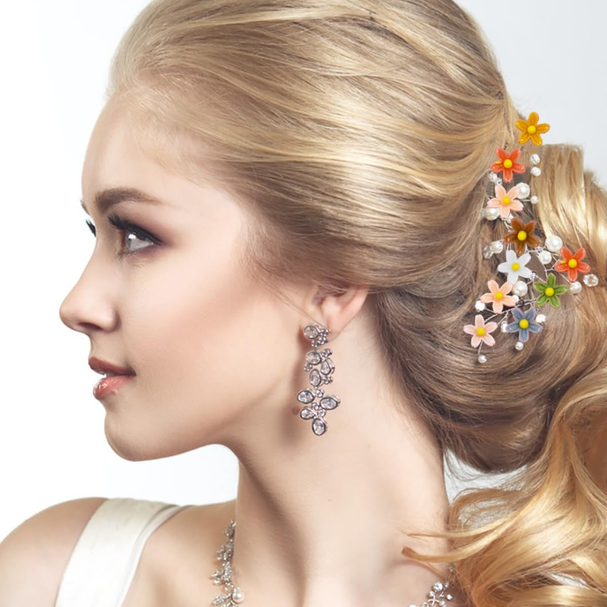 3D Flower Nail Charms, Yucool 350Pcs 3D Acrylic Flower Nail Art Rhinestones,Cute Colorful Flower Set for Nail Decorations image number 6