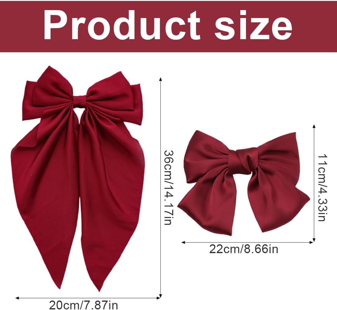 WUSJCOF 4Pcs Women Hair Bows French Big Bow Bow Hair Clip Hair Clips for Women image number 1