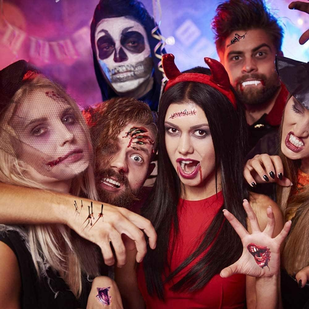 Halloween Scars Tattoos Xllree Bloody Scar with Fake Blood Costume Makeup Halloween Decorations Party Favor image number 3