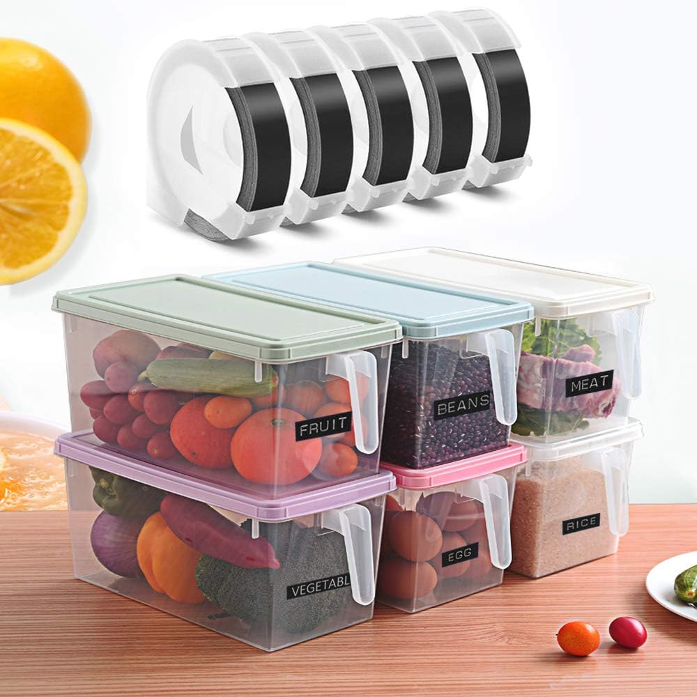 Embossing Label Tape Compatible with Dymo Label Maker,3/8 Inch 3D Plastic Labels for Dymo Organizer Xpress 12965 DYM 12966 Office Mate II (White on Black) image number 6