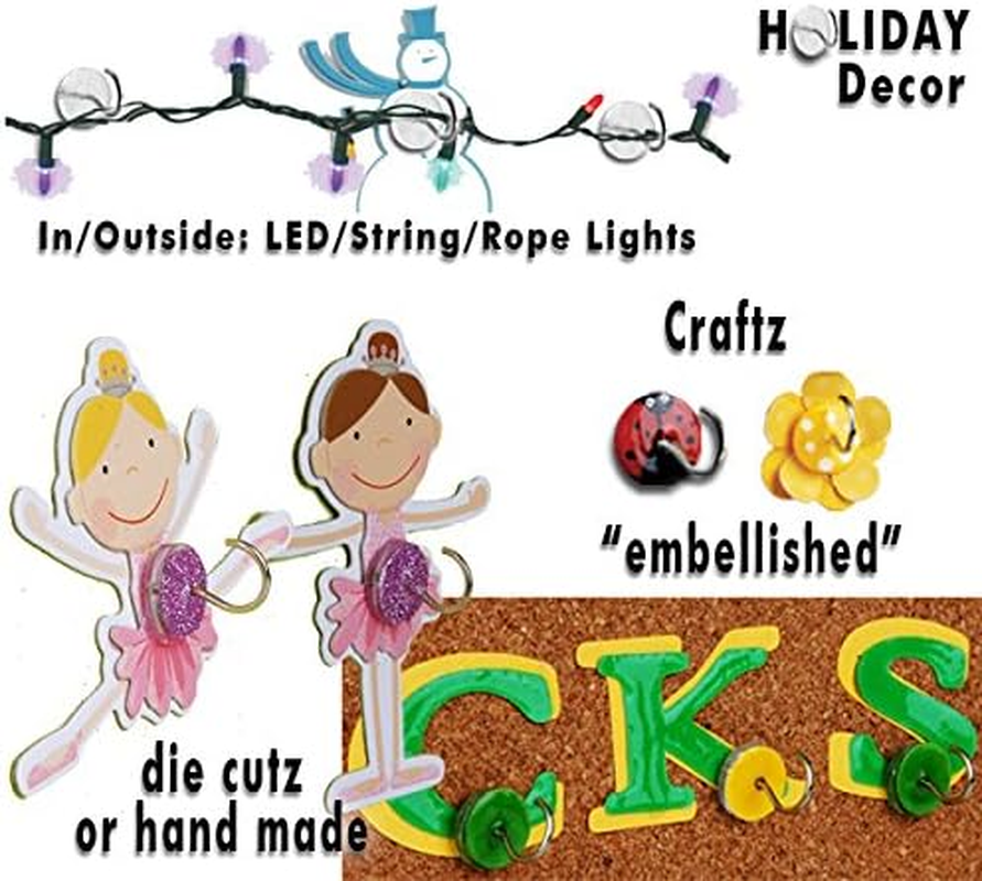 Crazy Tackz - 2 in 1: Push Pin with Hook or Thumb Tack with Hook - New Invention Hang 100'S of Items Interior or Exterior Decor at Home School Office DIY for Party or Holiday image number 6