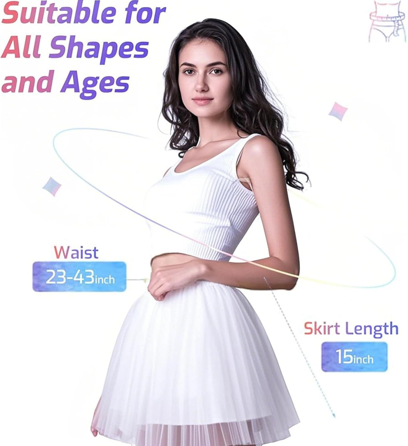 Tutu Skirt for Women - 4-Layer Vintage Tulle Pettiskirt | 1950S Fluffy Ballet Skirt, Adult Tutu for Dance, Costume & Photo Shoot image number 5