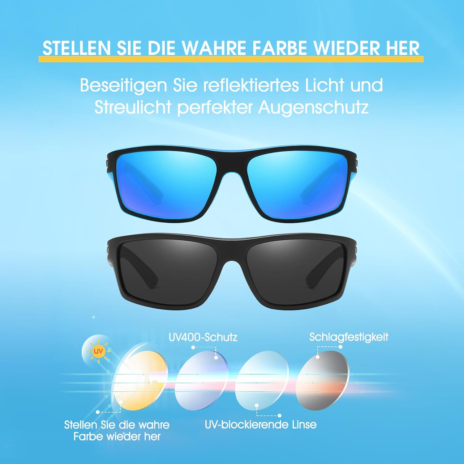 OJIRRU Polarised Sports Sunglasses for Men 2 Pack Fishing Running Cycling Golf Sunglasses for Men Women with UV Protection image number 5