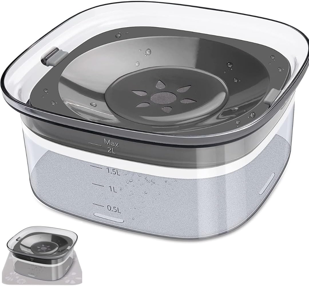 AUS Living Dog Water Bowl 2L No Spill with Non-Slip Mat, Large Capacity Floating Lid Slow Water Feeder, Avoid Mess and Slobber, Transparent Drinking Pet Water Dispenser for Home, Car. Keep Your Furry Friend Hydrated and Happy! image number 3