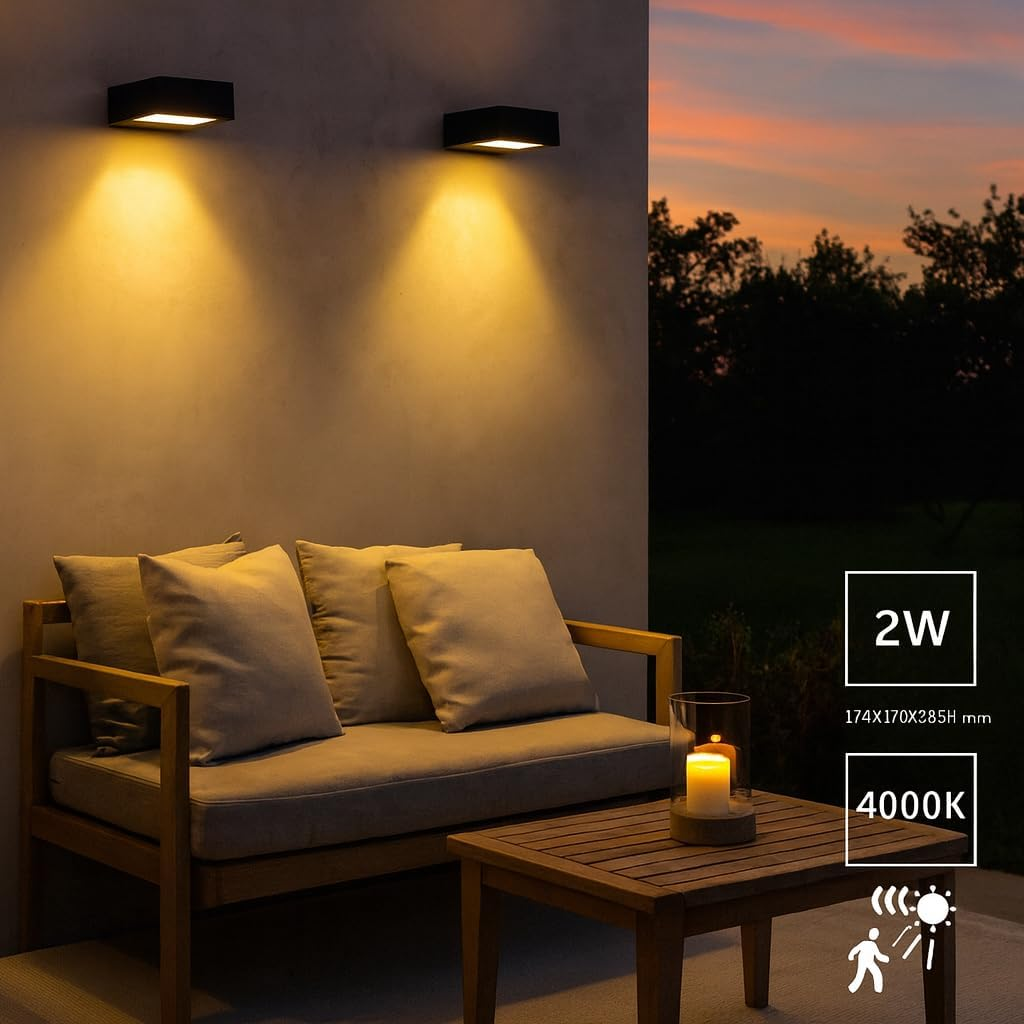 M Ledme Black Bin 2W Solar LED Wall Light Outdoor Light with Motion Sensor and Twilight IP65 Rated 4000K (Neutral), Fast Charge and 6-8 Hours Working Time image number 4