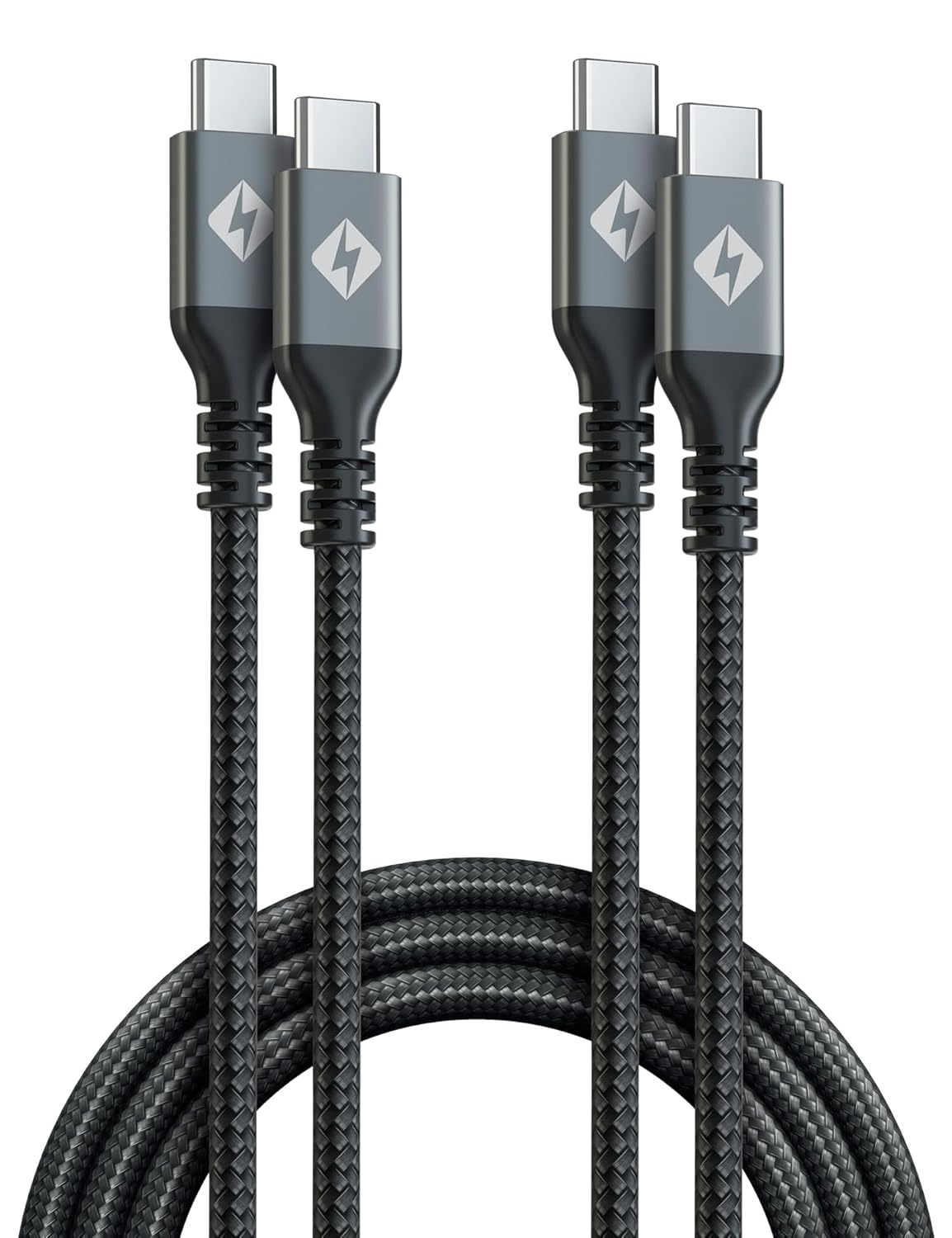 ZYRON 100W USB C to USB C Cable 2M, 2-Pack 5A PD Fast Charging USBC to USBC Wire, Nylon Braided Type C to Type C Cord, 480Mbps Data Sync for Macbook, Ipad, Iphone 16 Pro, S24, Switch (2, Gry, 2M)