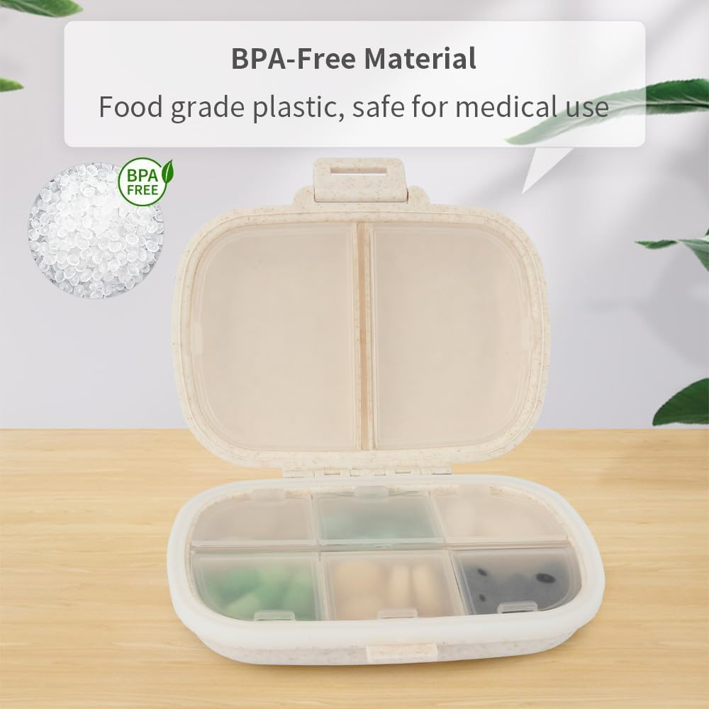 Pill Organizer 8 Compartments Daily Pill Case Small Pill Box for Pocket Purs Travel Medicine Organizer Portable Pill Container Supplement Pill Box Travel Pill Organizer Medicine Vitamin Organizer image number 2