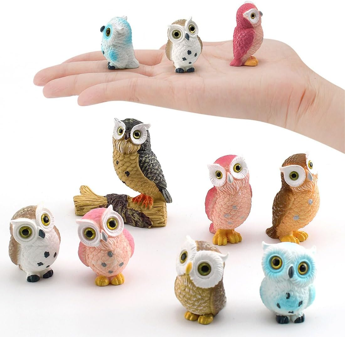 Miniature Owl Decorative Figurines 7 Pcs Mini Owls Fairy Garden Figurines Moss Landscape Garden Decoration Bonsai Crafts Home Decor Ornaments image number 3